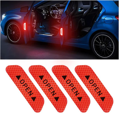 4PCS Reflective Door Warning Stickers – Anti-Collision Safety Decals 💡🚗