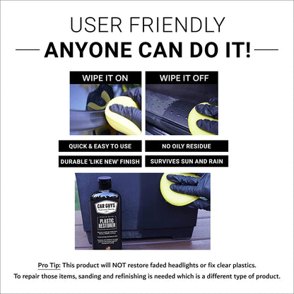 Plastic Restorer Kit – Shine & Protect Trim and Bumpers (8 Oz Foam Applicator)