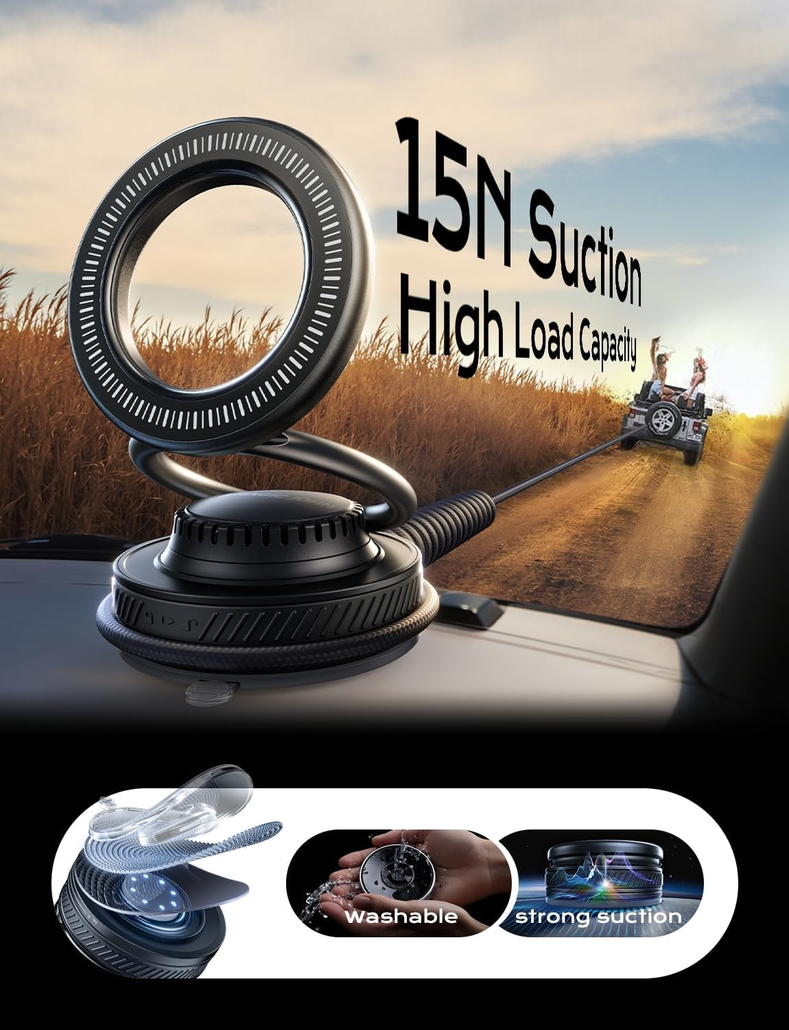 Magnetic Car Phone Mount — 2-in-1 Air Vent Holder + Car Fragrance Diffuser (360° Rotation)