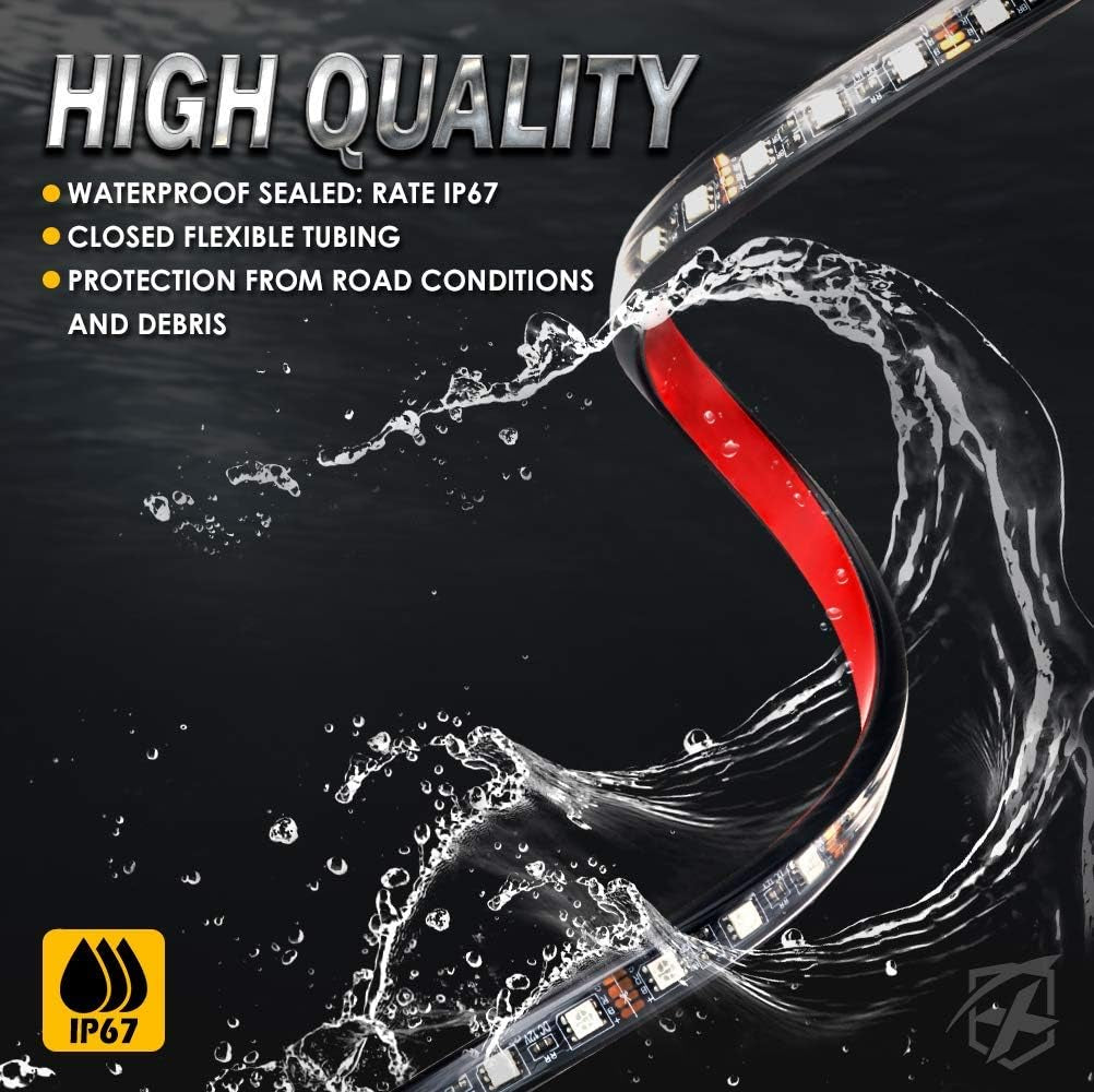 4Pcs Underglow LED Lights for Cars, 8 Color RGB 252 Leds Sound Active Function Music Mode Underglow Kit, Bluetooth APP & Remote Control, Waterproof Underbody Neon Strip Light for Car SUV Truck