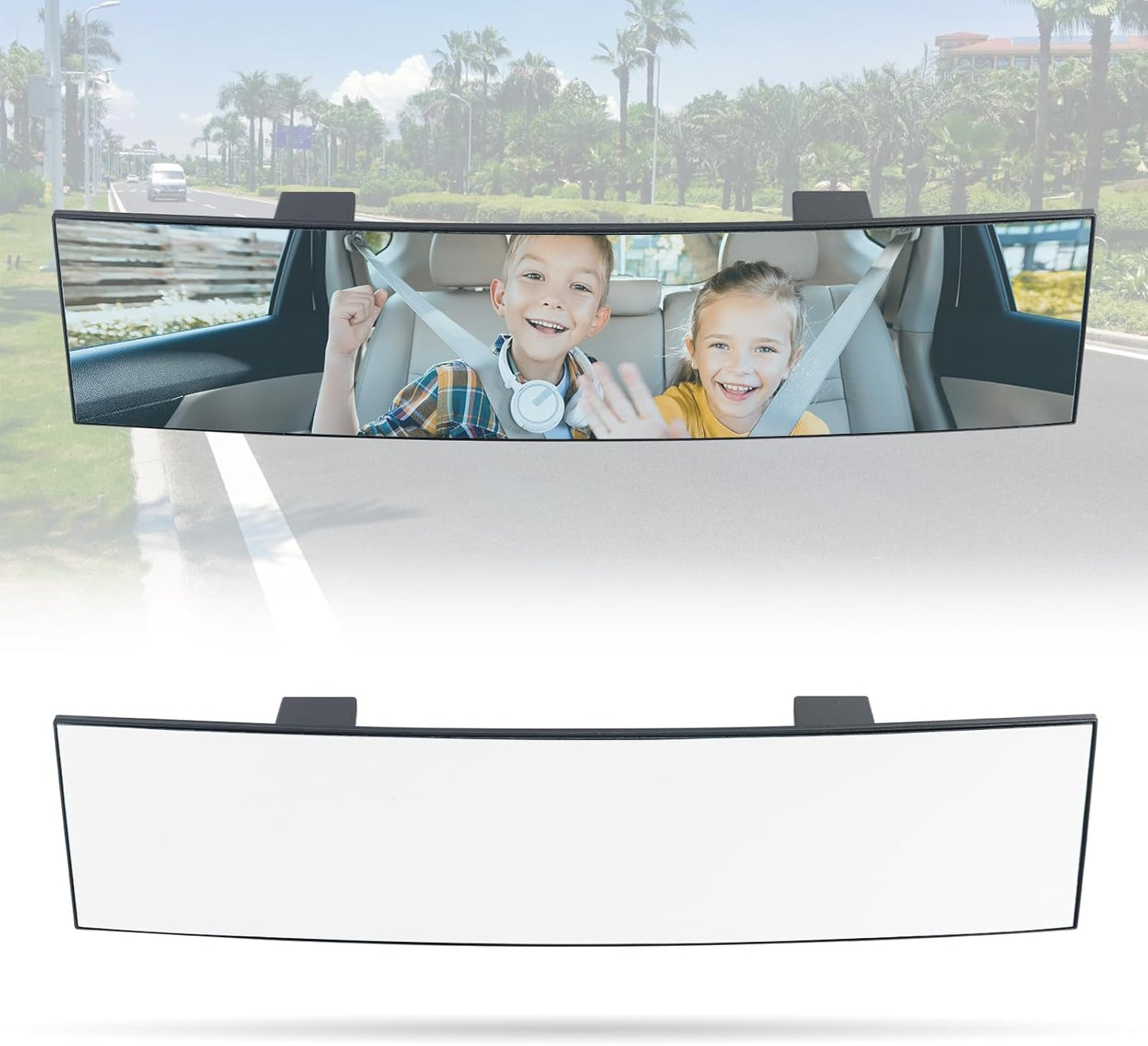 👶 15” Rear View Mirror with Baby Mirror – Panoramic Blind Spot Extender