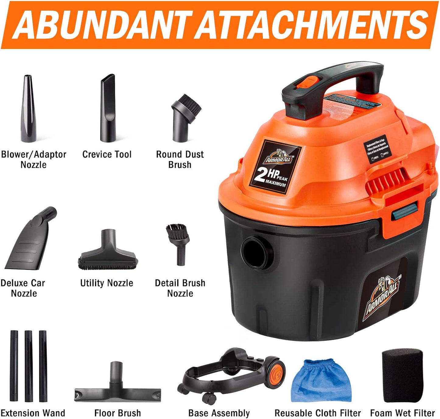 💧 AA255 Wet/Dry Utility Vac – 2.5 Gallon, 120V Heavy-Duty Shop Vac for Car & Garage Cleaning 💪🧼