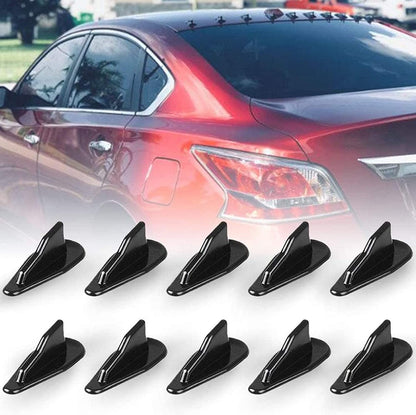 Upgrade Your Ride:  10-Piece Shark Fin Diffuser Kit - Carbon Fiber Style for Spoiler Roof Wings & Enhanced Airflow
