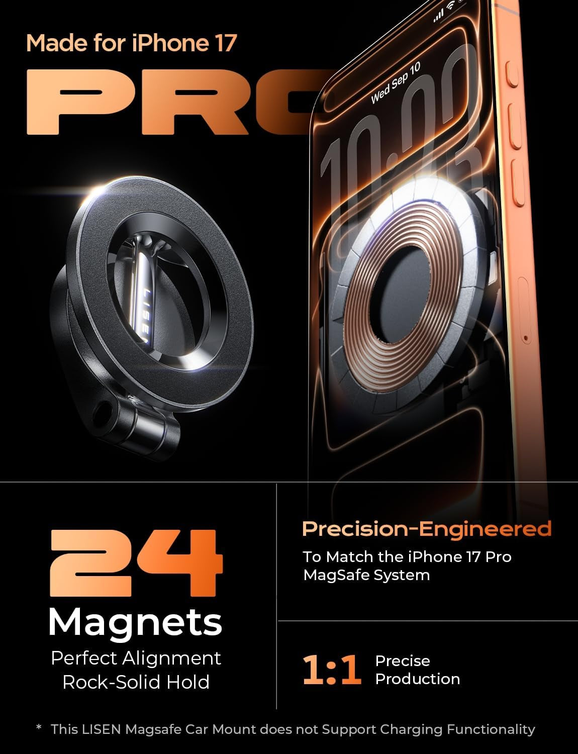 Magnetic Car Mount for iPhone 17 Pro Max - Ultra-Small Dashboard Phone Holder, Perfect Car Accessories for Everyone! Compatibility with iPhone 17 Series and Earlier Models