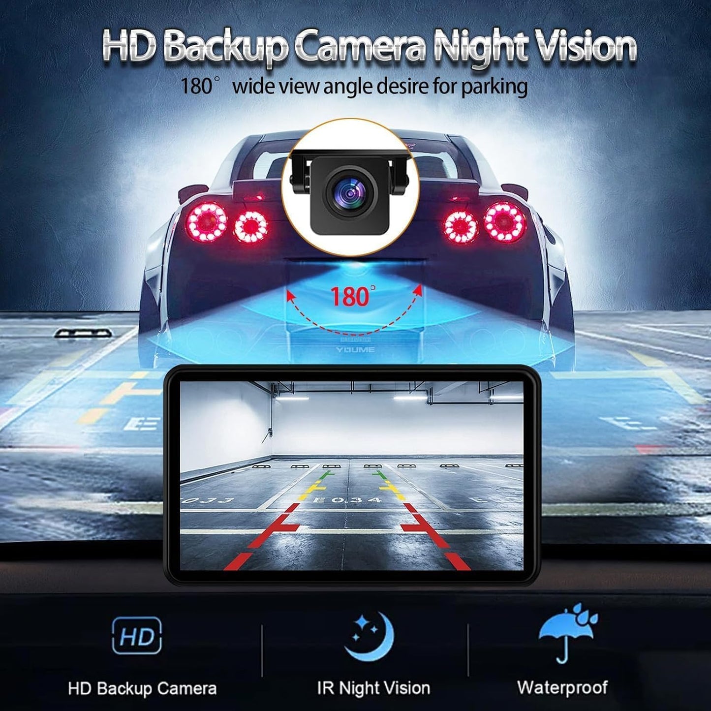 Wireless Car Stereo Compatible with Apple Carplay and Android Auto,7" HD Portable Bluetooth Carplay Touch Screen for Car,With Backup Camera Car Play for All Cars