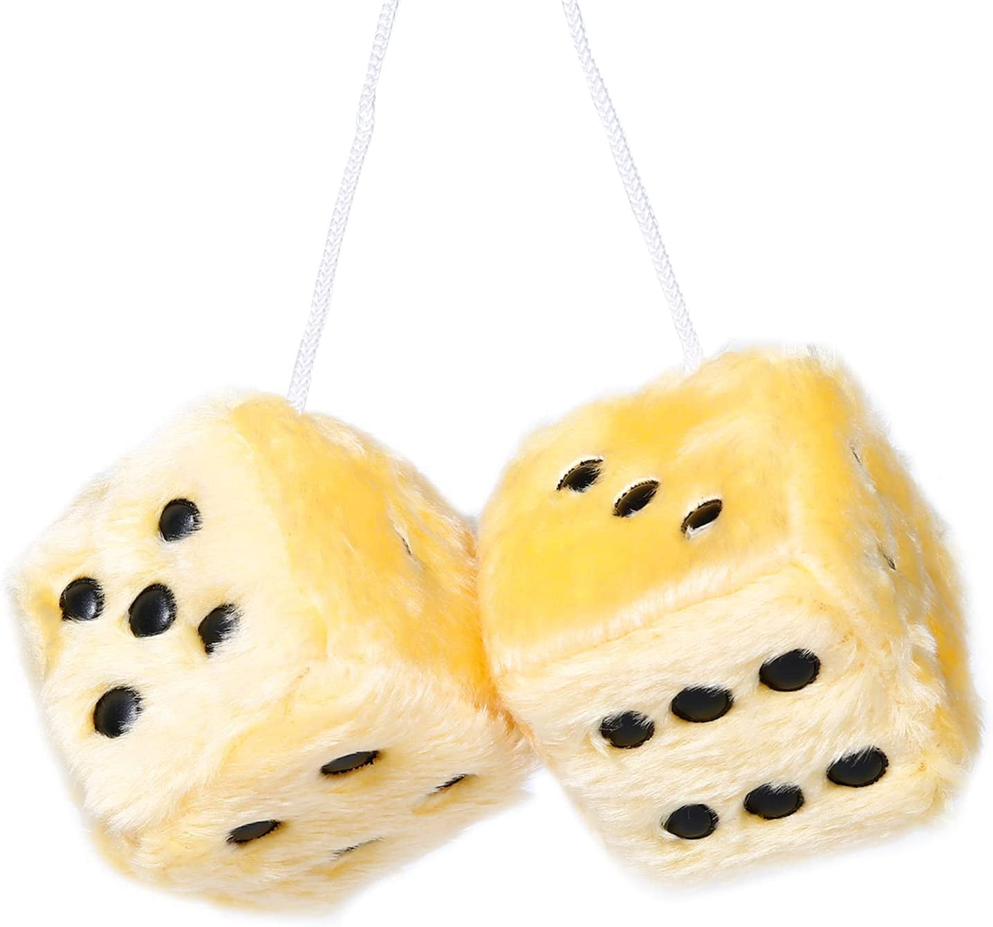 Black Fuzzy Dice – Retro Hanging Car Mirror Decoration 🎲🖤