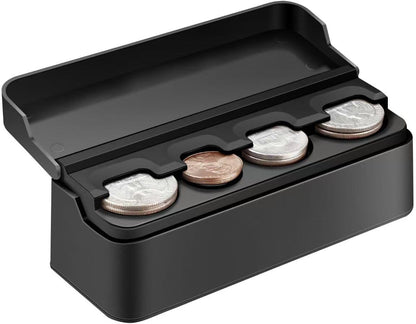 Car Coin Holder - Versatile Dash-Mounted Organizer for All Coin Sizes - Perfect for Most Cars & Trucks (Black)