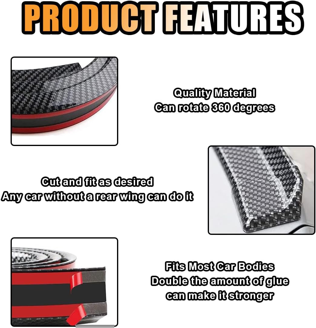 Carbon Fiber Spoiler Lip Kit – Universal Rear Trunk Roof Trim ⚫🏎️