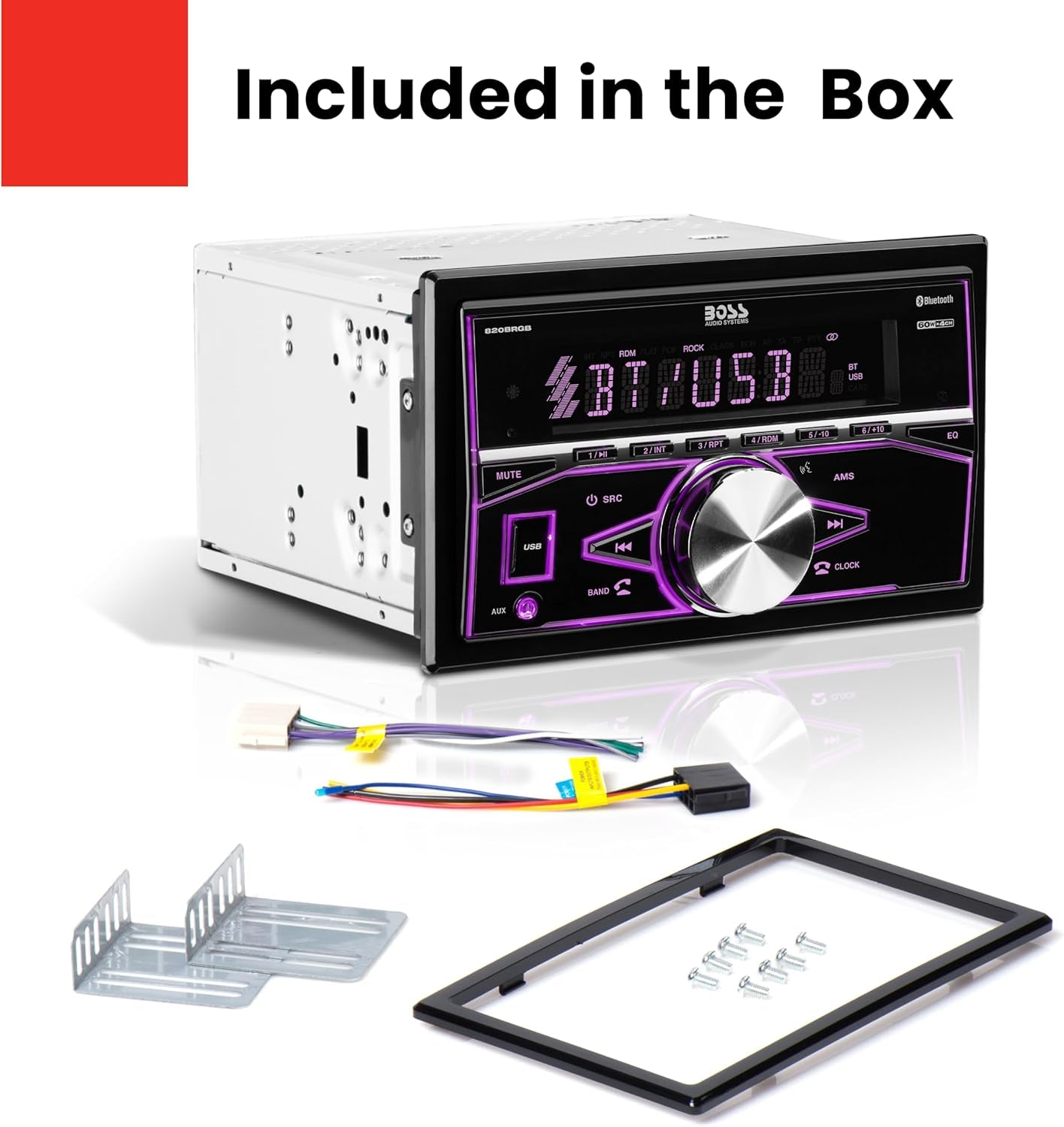 💫 8200BRGB Double DIN Stereo – Bluetooth, Multi-Color Lights, AUX/USB, CD Player 🎶🚘