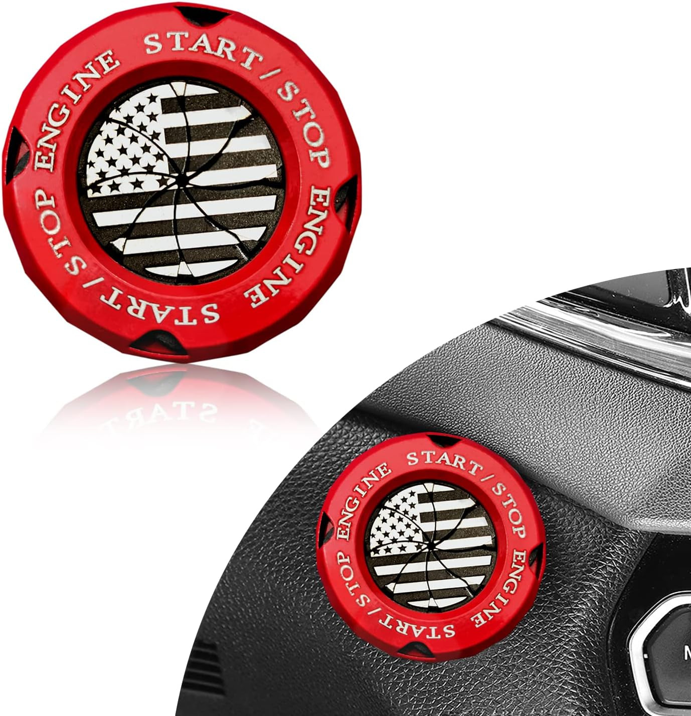 American Flag Engine Start Button Cover – Metal Ignition Protector 🚘