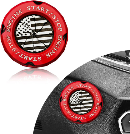 American Flag Engine Start Button Cover – Metal Ignition Protector 🚘