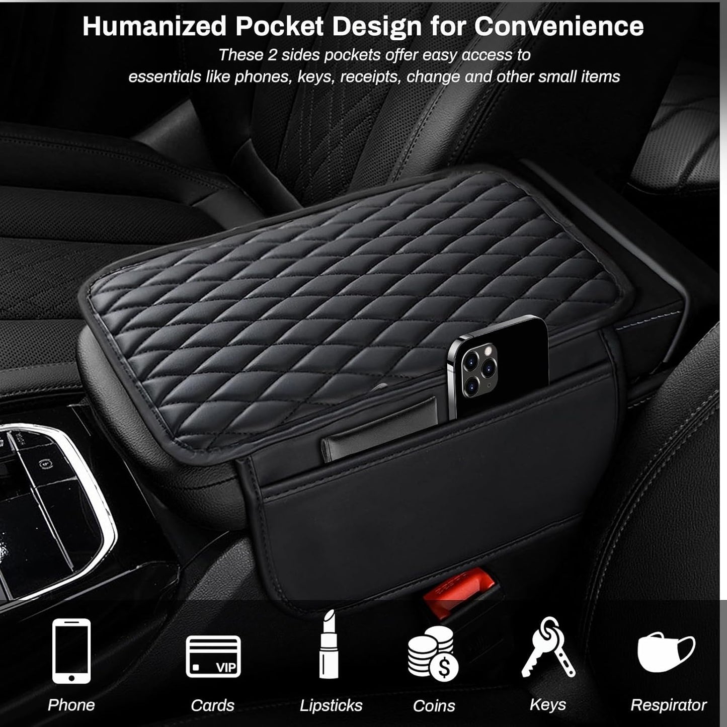 Car Center Console Cover – Microfiber Leather Armrest Protector 🧼🚙