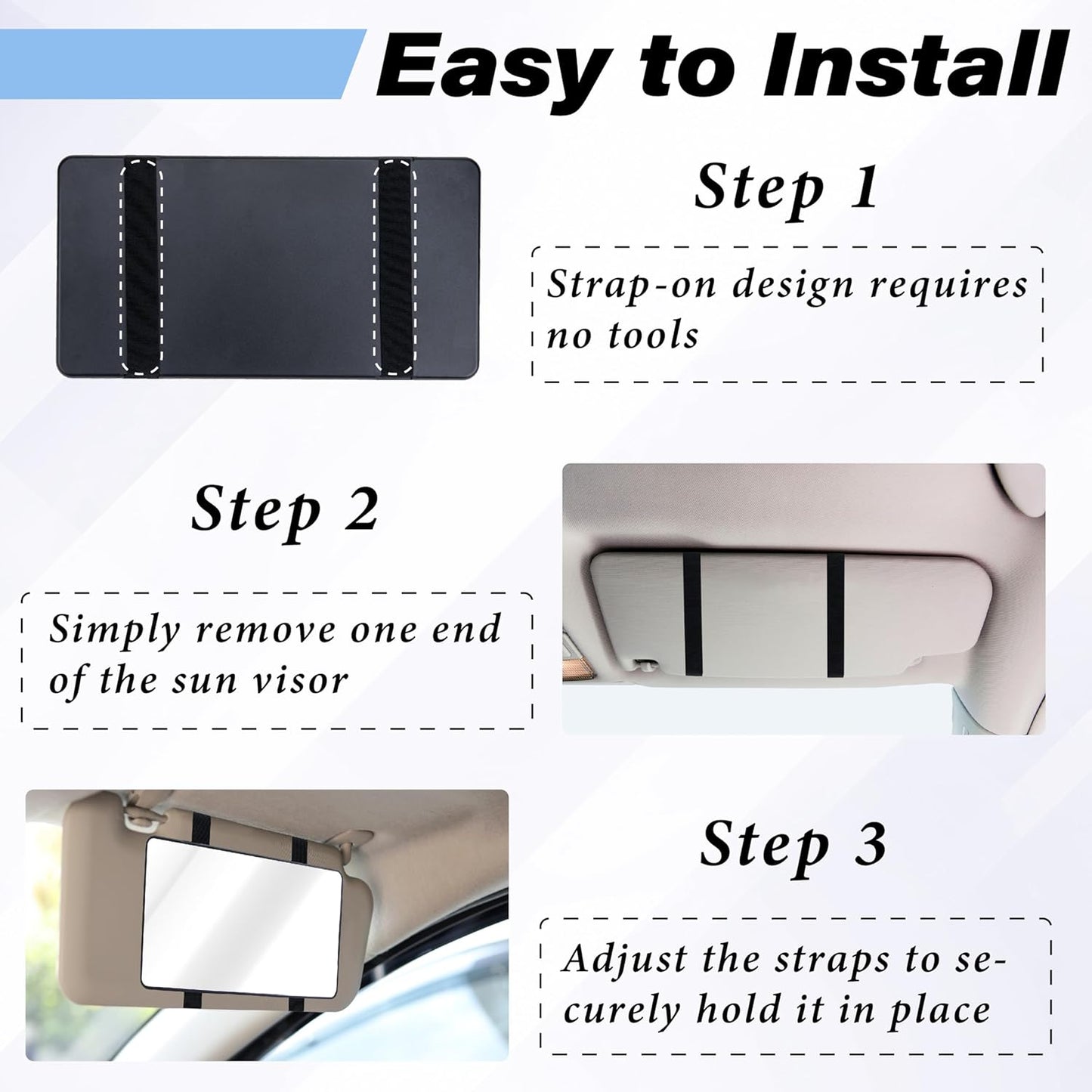 💄 Car Sun Visor Mirror – HD Cosmetic Makeup Mirror with Straps
