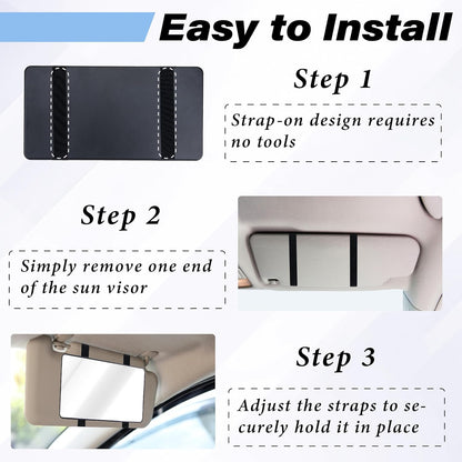 💄 Car Sun Visor Mirror – HD Cosmetic Makeup Mirror with Straps