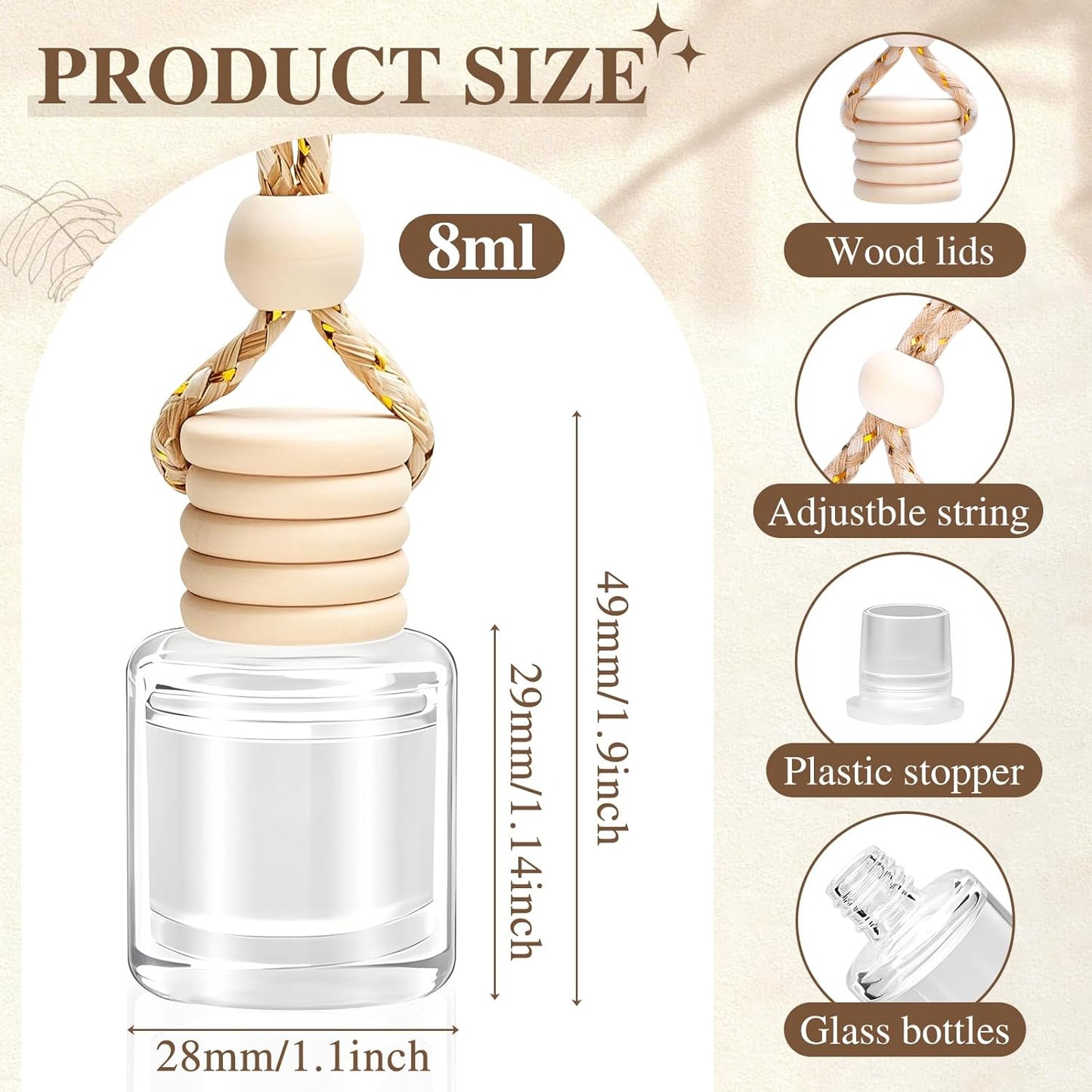 6-Pack Car Air Freshener Diffuser for Women - Cute Essential Oil Hanging Scents for a Fresh Car Interior (Light Fragrance)