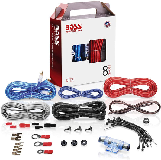 💥 KIT2 8-Gauge Complete Amp Install Kit – Includes Power, Ground, Turn-On & Speaker Wires 🔧🔊