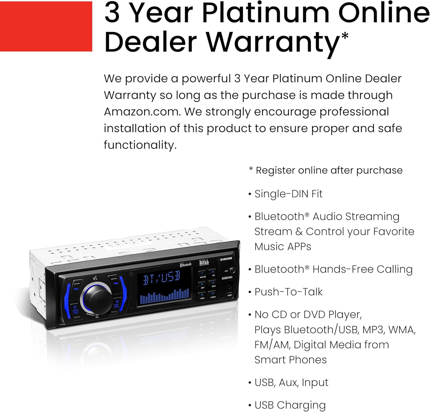 Car Stereo with Bluetooth – Single DIN MP3 USB AUX FM Radio Player 🎶📻