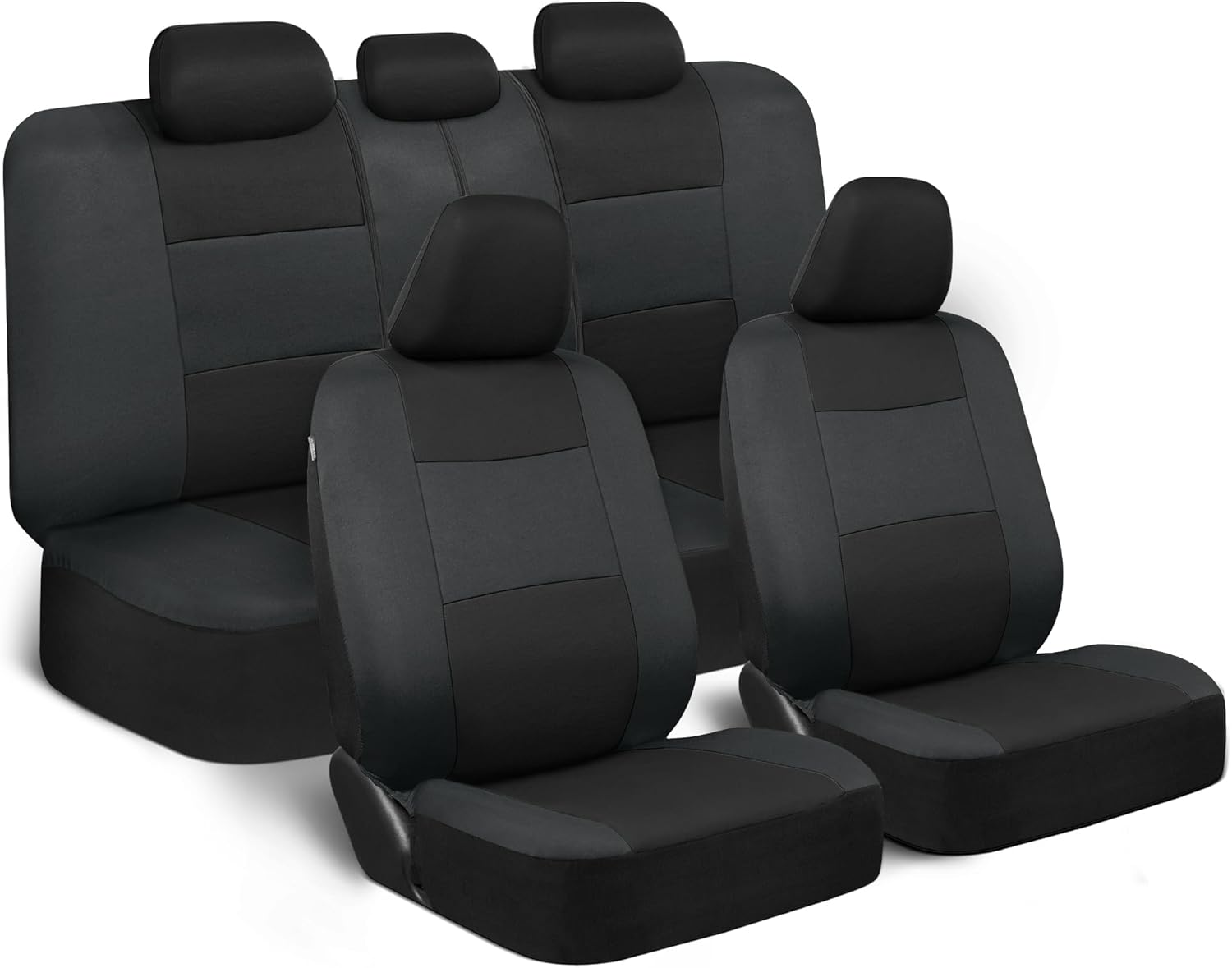 Upgrade Your Vehicle with  Solid Black Full Set Polypro Car Seat Covers – Easy Install for Front & Rear Split Bench Seats, Perfect for Cars, Trucks, SUVs, and Vans!