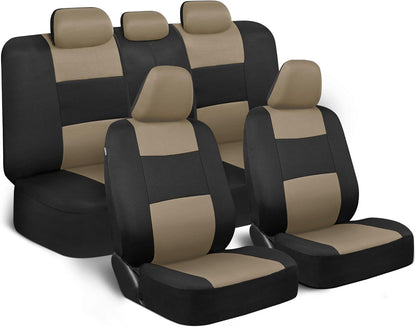 Upgrade Your Vehicle with  Solid Black Full Set Polypro Car Seat Covers – Easy Install for Front & Rear Split Bench Seats, Perfect for Cars, Trucks, SUVs, and Vans!