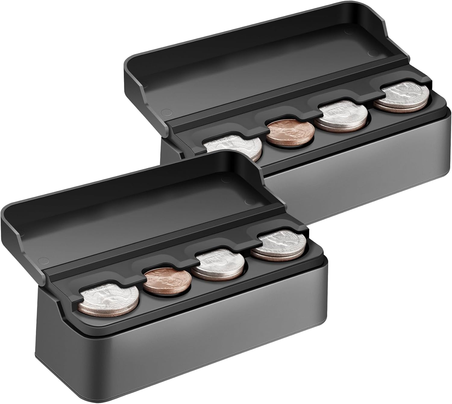 Car Coin Holder - Versatile Dash-Mounted Organizer for All Coin Sizes - Perfect for Most Cars & Trucks (Black)