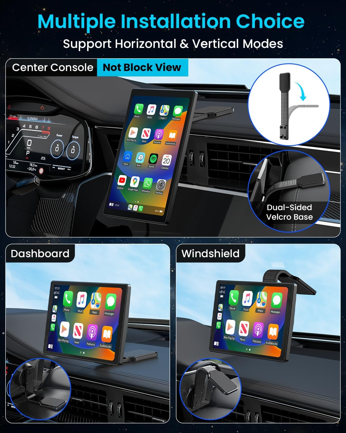 🚙 8” Wireless CarPlay Display – Android Auto, 1080P Backup Cam, GPS, Rotatable Touchscreen 📡💫