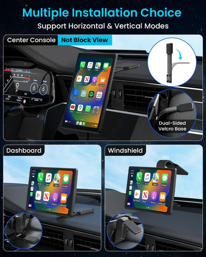 🚙 8” Wireless CarPlay Display – Android Auto, 1080P Backup Cam, GPS, Rotatable Touchscreen 📡💫