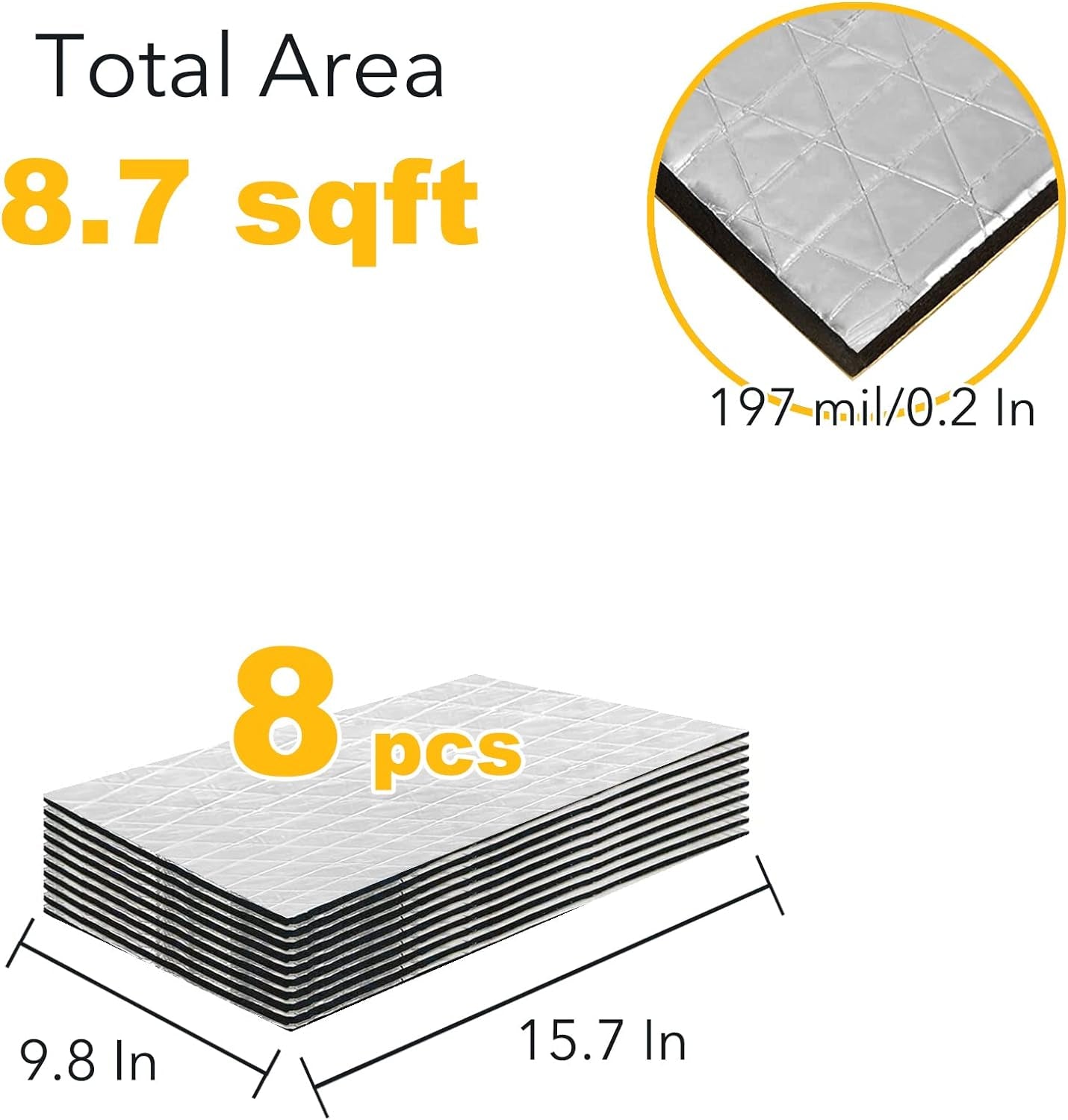 Car Sound Deadening Mat – 197mil 8.7sqft Audio Foam for Bass & Heat Insulation 🔇🚙