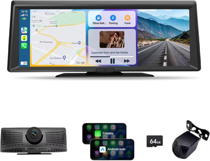 📱 8.1” Wireless Portable CarPlay Screen – 2K Dash Cam, Android Auto, GPS, Voice Control & Backup Cam 🚗✨