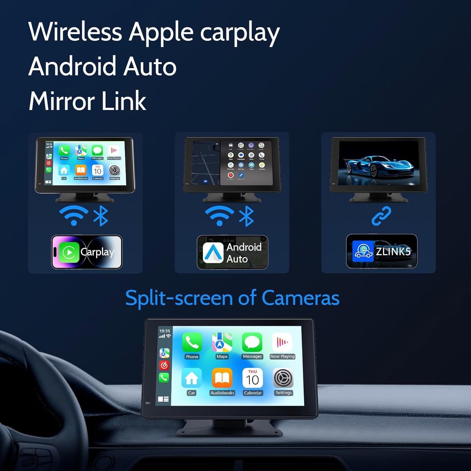 🎵 7” HD CarPlay Touchscreen Stereo – Wireless Apple & Android Auto with Backup Cam & Voice Control 🔊🚘