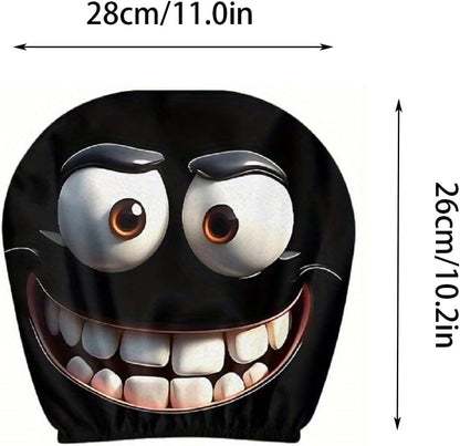 2PCS Cute Cartoon Car Headrest Covers - Funny Eyes Design for Auto Front Seatrest Decoration, Perfect Halloween Accessories