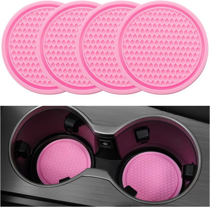 Universal Non-Slip Car Cup Coasters - 4PCS Red Interior Accessories for Perfectly Secure Hold