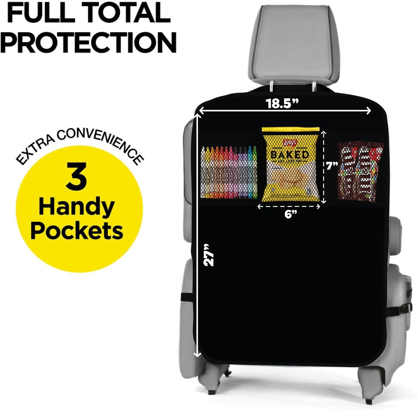 X-Large Waterproof Back Seat Covers for Kids - 2 Pack with 3 Pocket Storage Organizer, Ultimate Protection Against Dirt, Mud & Scratches