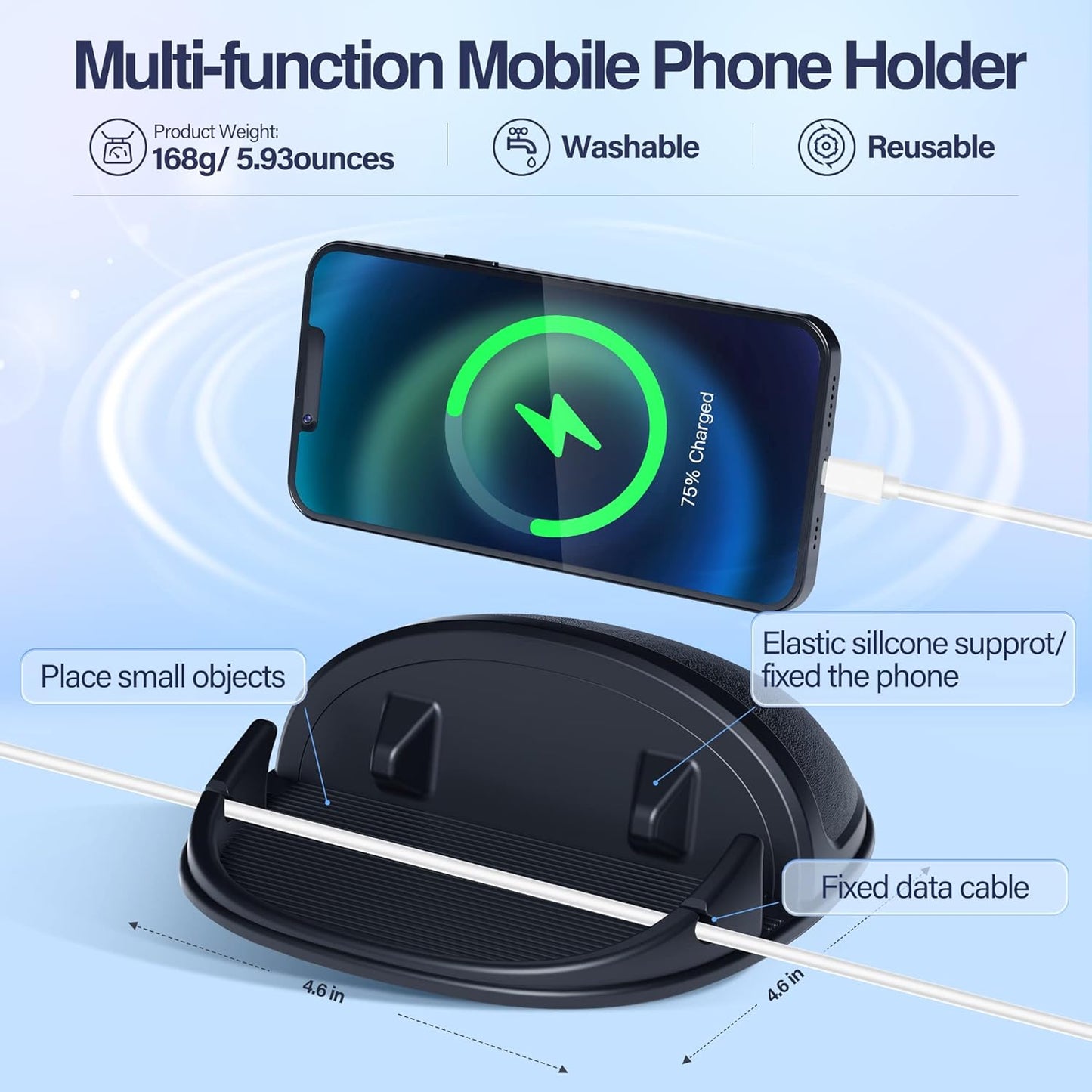 Ultimate Slip-Free Car Phone Holder & Dashboard Mat - Perfect for Smartphones & GPS with Universal Compatibility in Sleek Black