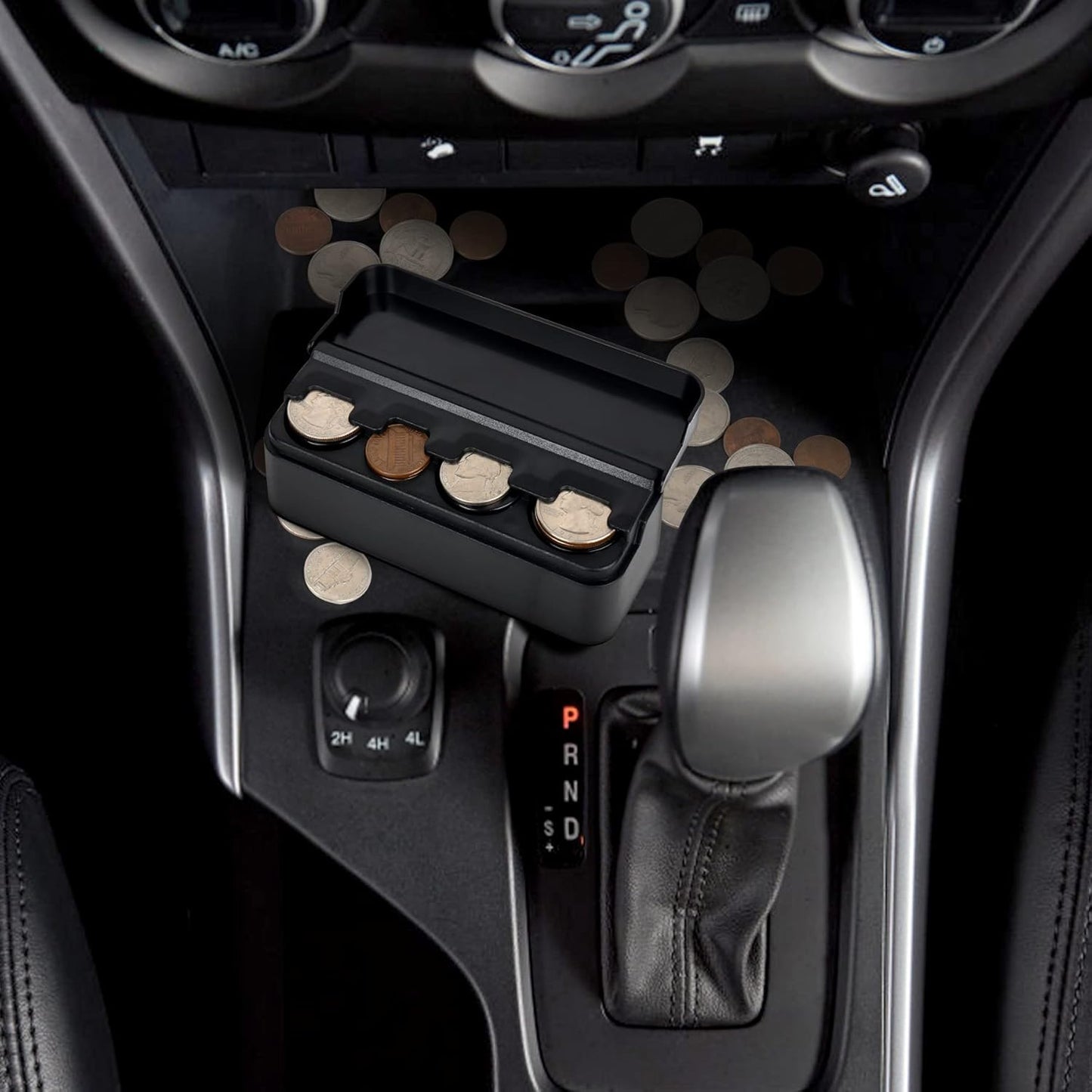 Car Coin Holder - Versatile Dash-Mounted Organizer for All Coin Sizes - Perfect for Most Cars & Trucks (Black)