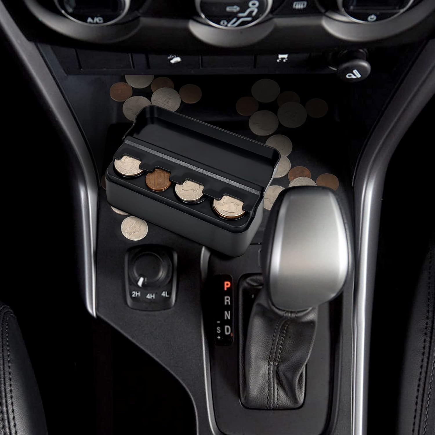 Car Coin Holder - Versatile Dash-Mounted Organizer for All Coin Sizes - Perfect for Most Cars & Trucks (Black)