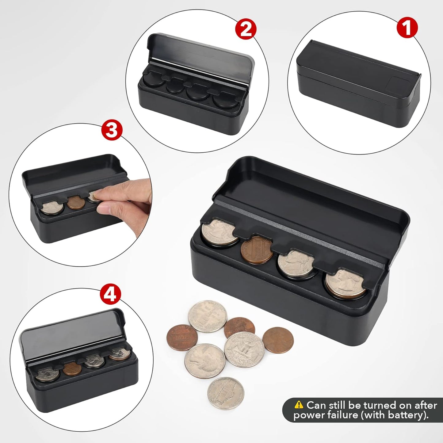 Car Coin Holder - Versatile Dash-Mounted Organizer for All Coin Sizes - Perfect for Most Cars & Trucks (Black)