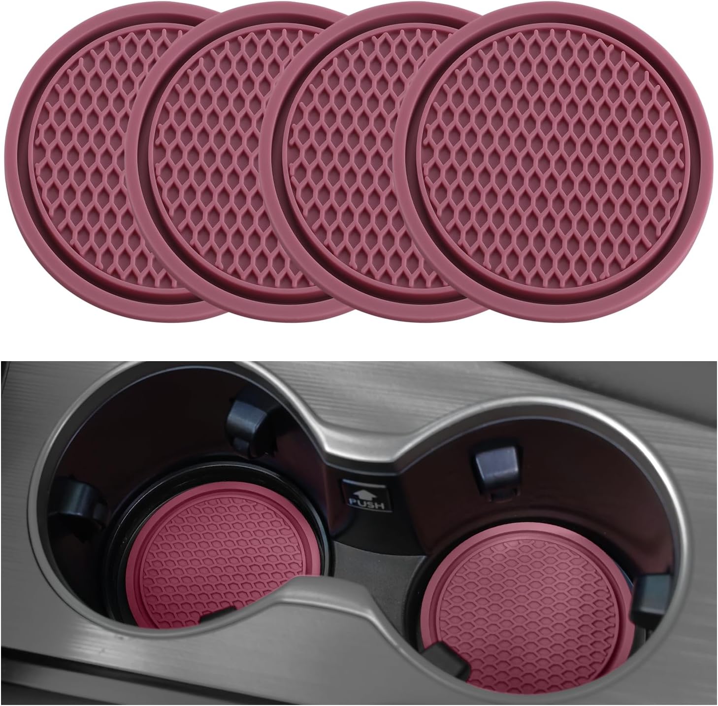 Universal Non-Slip Car Cup Coasters - 4PCS Red Interior Accessories for Perfectly Secure Hold