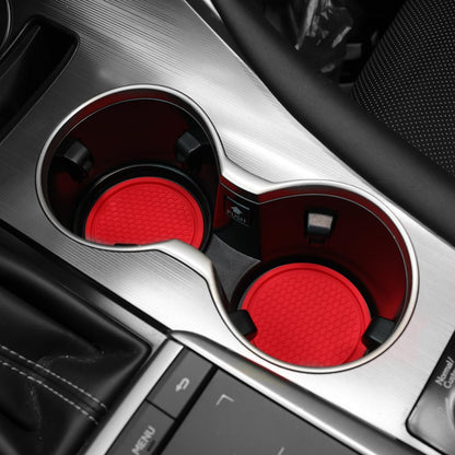 Universal Non-Slip Car Cup Coasters - 4PCS Red Interior Accessories for Perfectly Secure Hold
