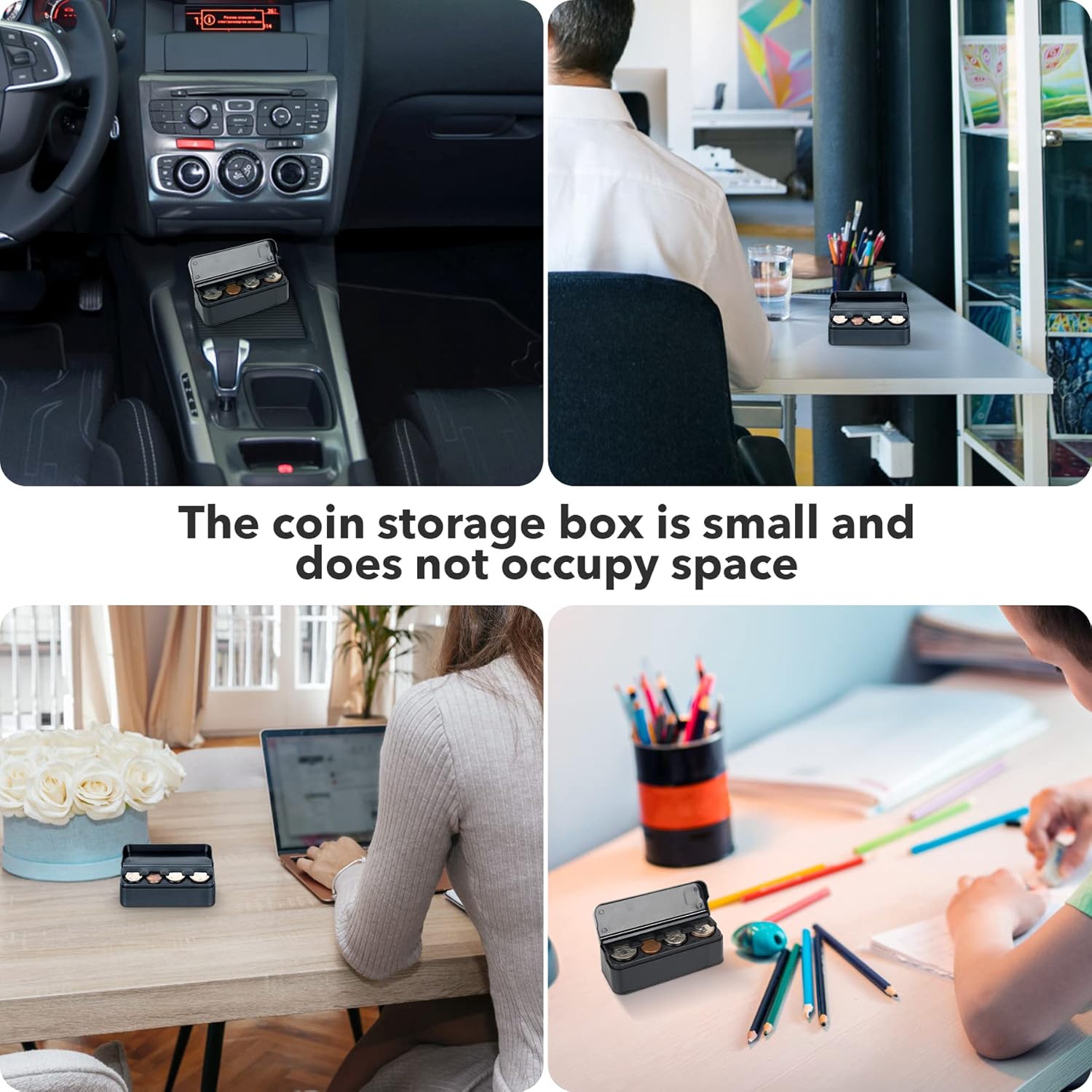 Car Coin Holder - Versatile Dash-Mounted Organizer for All Coin Sizes - Perfect for Most Cars & Trucks (Black)