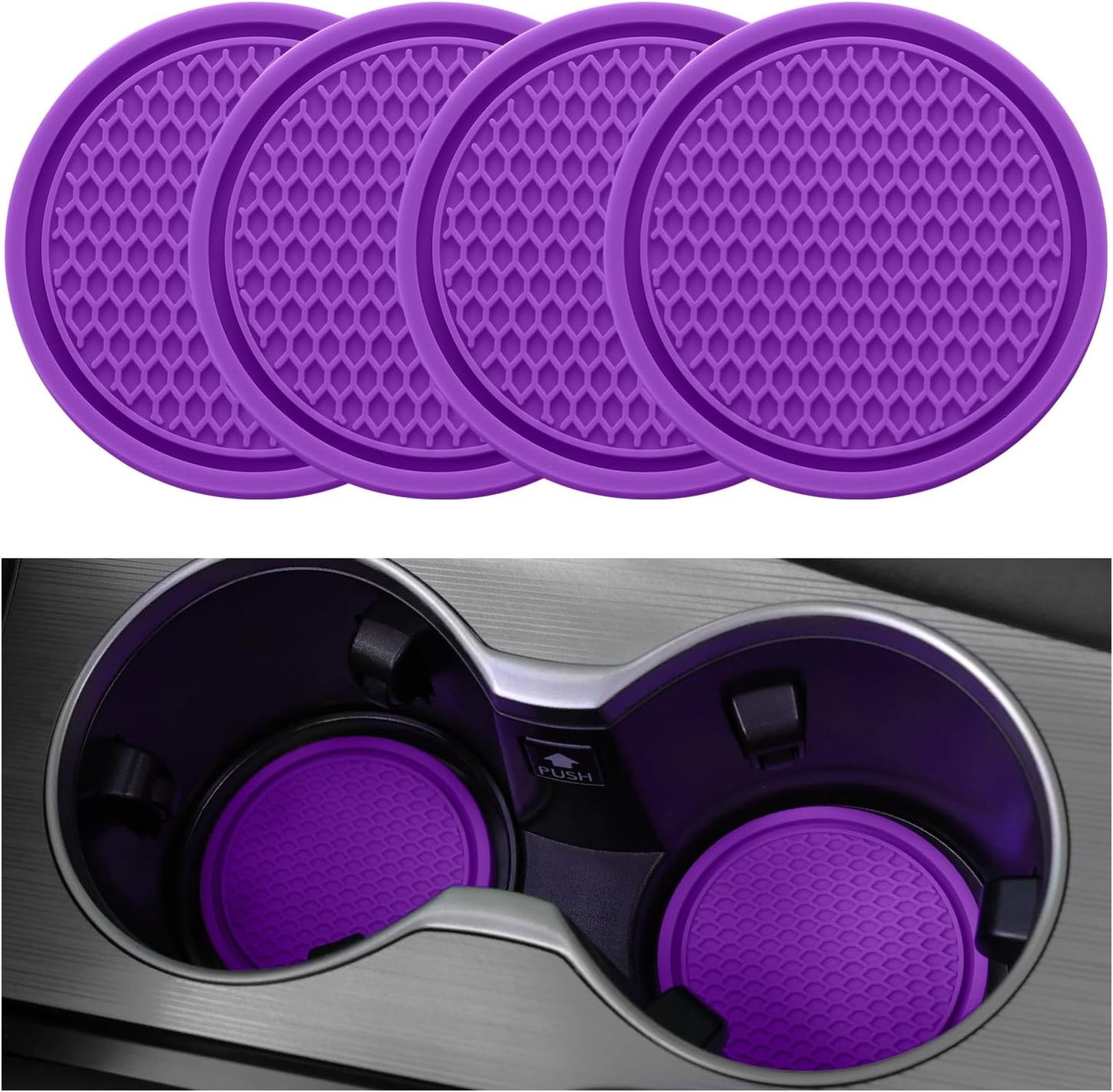 Universal Non-Slip Car Cup Coasters - 4PCS Red Interior Accessories for Perfectly Secure Hold