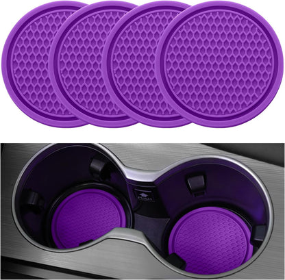 Universal Non-Slip Car Cup Coasters - 4PCS Red Interior Accessories for Perfectly Secure Hold