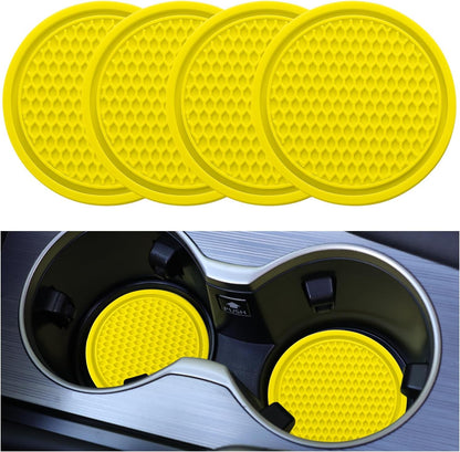Universal Non-Slip Car Cup Coasters - 4PCS Red Interior Accessories for Perfectly Secure Hold
