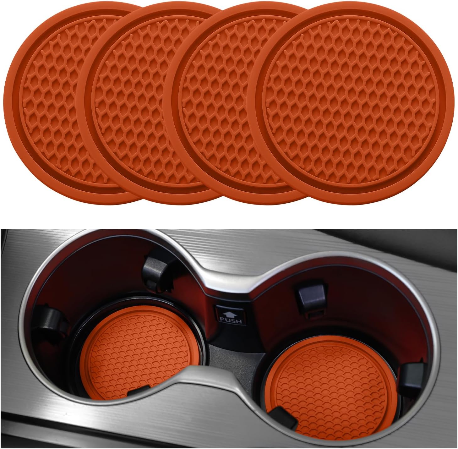 Universal Non-Slip Car Cup Coasters - 4PCS Red Interior Accessories for Perfectly Secure Hold