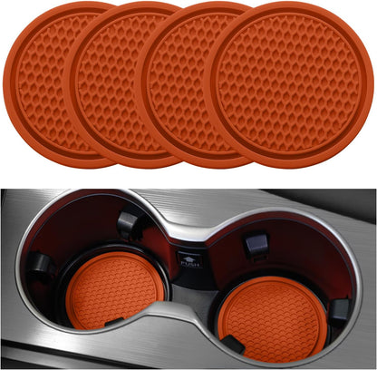 Universal Non-Slip Car Cup Coasters - 4PCS Red Interior Accessories for Perfectly Secure Hold