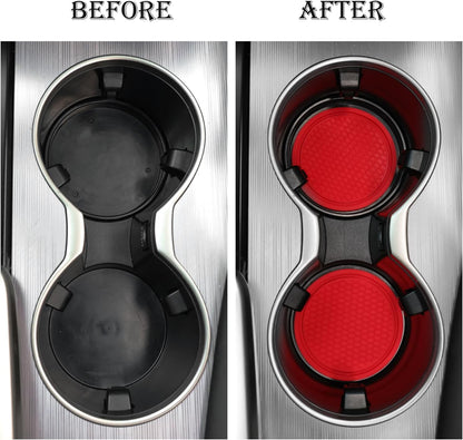 Universal Non-Slip Car Cup Coasters - 4PCS Red Interior Accessories for Perfectly Secure Hold