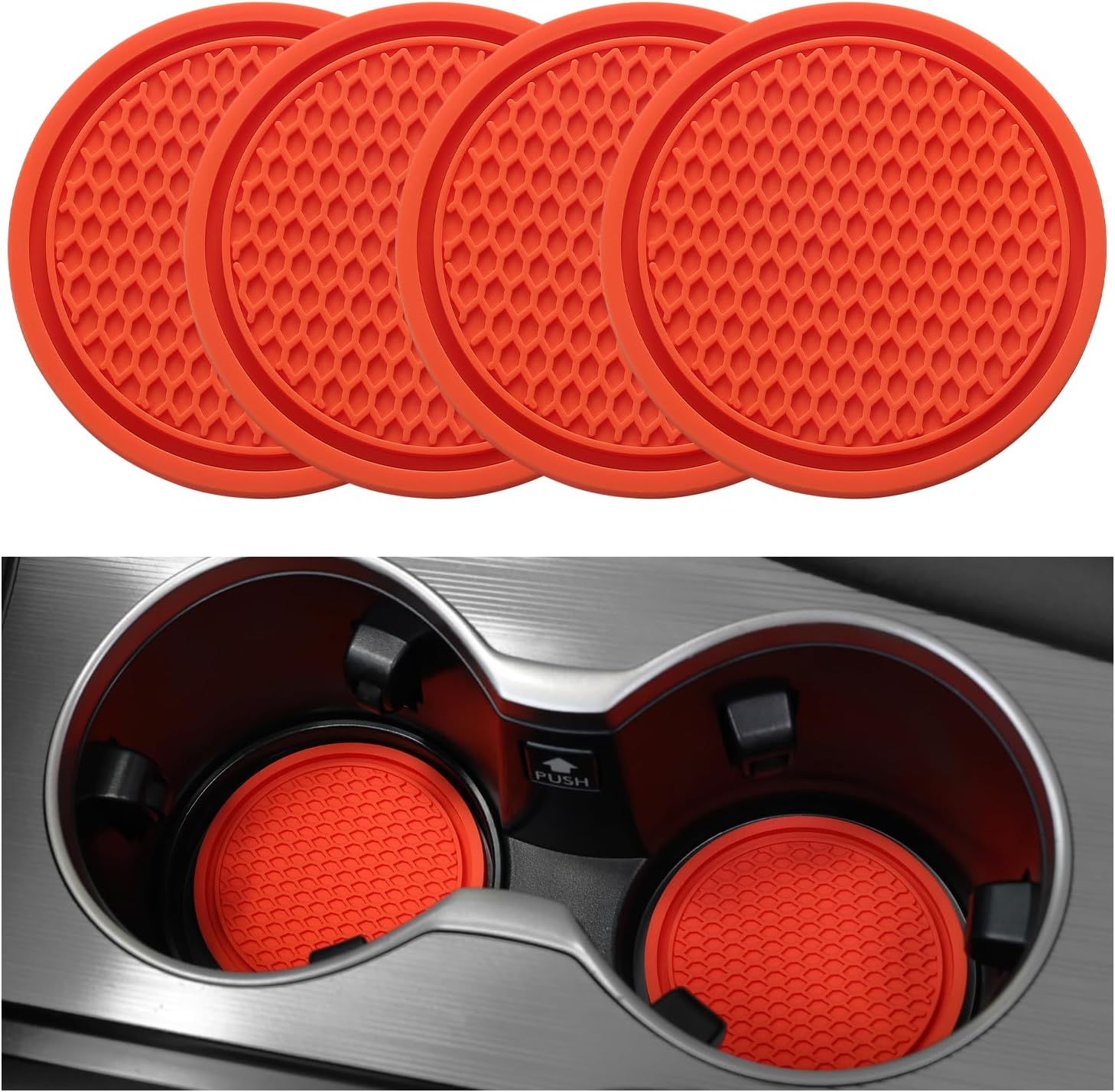 Universal Non-Slip Car Cup Coasters - 4PCS Red Interior Accessories for Perfectly Secure Hold