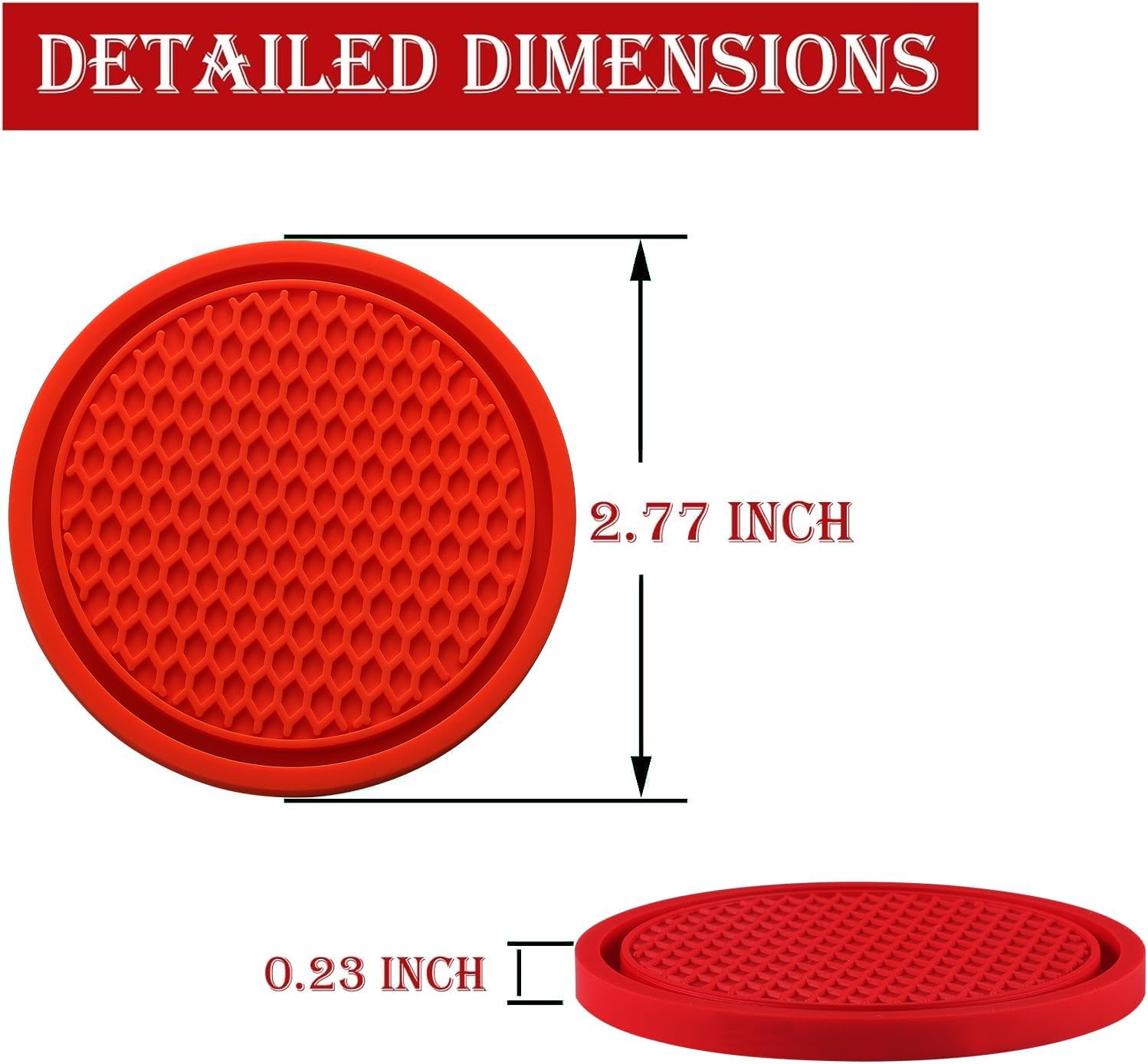 Universal Non-Slip Car Cup Coasters - 4PCS Red Interior Accessories for Perfectly Secure Hold