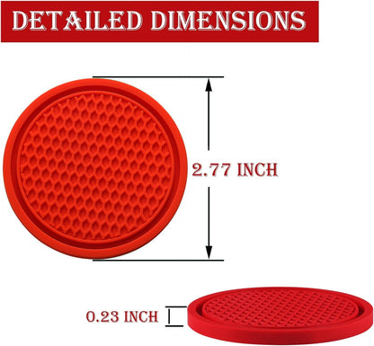 Universal Non-Slip Car Cup Coasters - 4PCS Red Interior Accessories for Perfectly Secure Hold