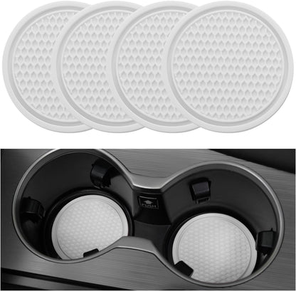 Universal Non-Slip Car Cup Coasters - 4PCS Red Interior Accessories for Perfectly Secure Hold