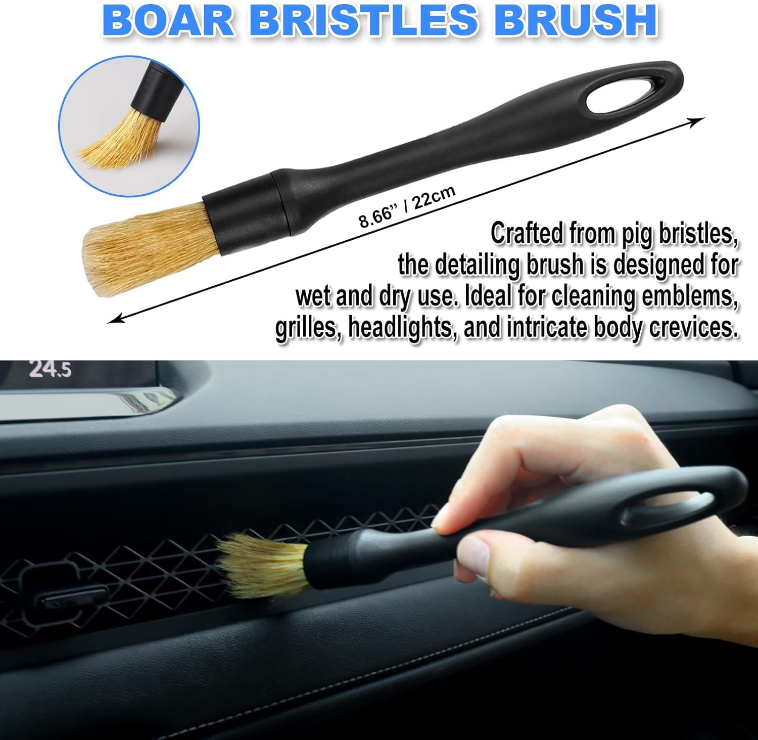 7PCS Soft Hair Car Detailing Brushes – Interior Cleaning Kit 🪶🧽